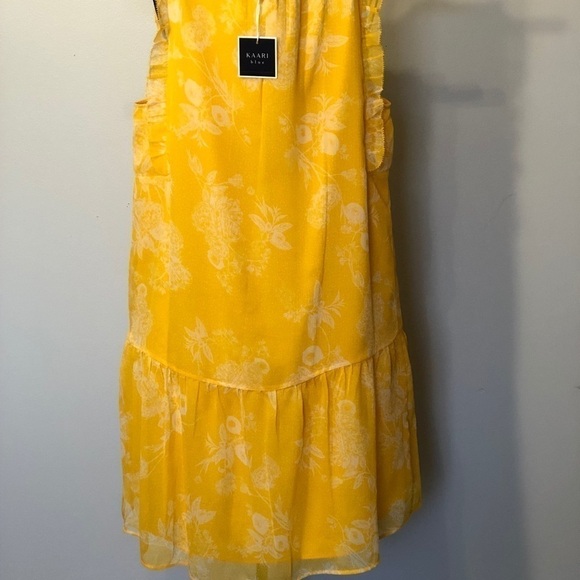 Kaari Blue Keyhole Sleeveless Peasant Summer Dress Small Wedding Spring Lemon - Picture 7 of 8